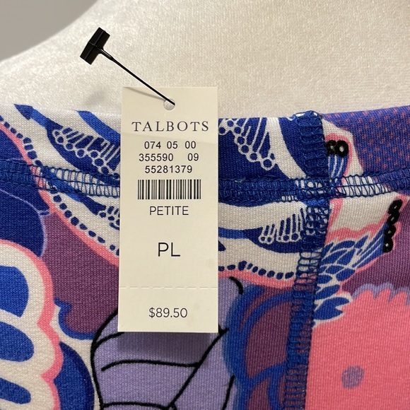 Talbots s/s cotton knit floral print dress. PL. NWT - Picture 3 of 6